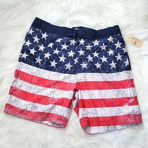 NWT Red Head Mens large EEUU flag cargo Short